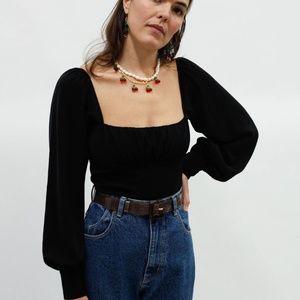 [Lisa Says Gah] Florence Ruched Blouse - Black